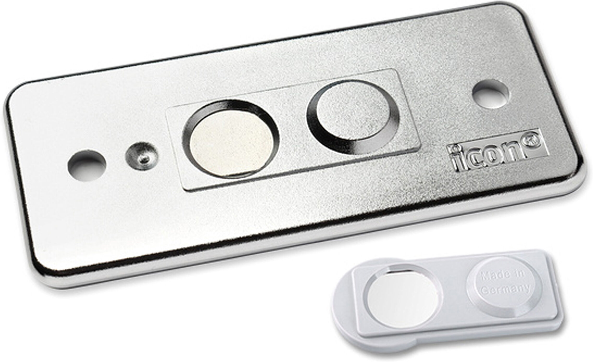 badgetec Badge nominatif Icon&reg; avec aimant smag&reg; aimant   chrome, plastique