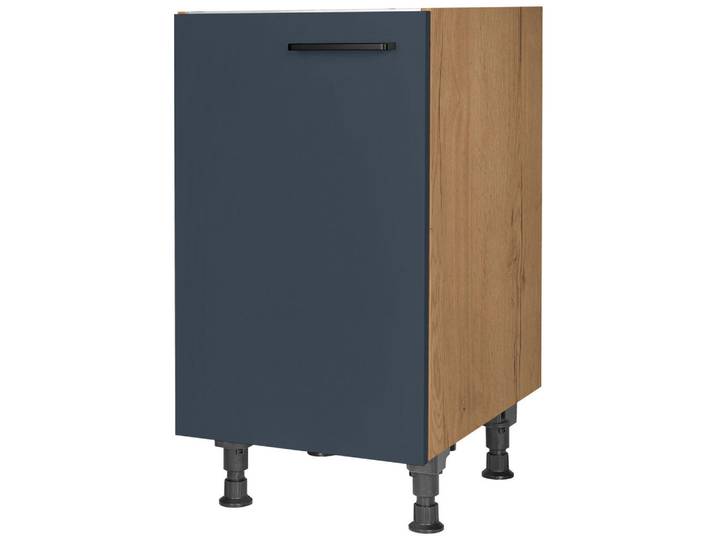 Spülenunterschrank, Blau & Eiche, 45x87x56 cm, Metall, Einzeln Stellbar, Nobilia
