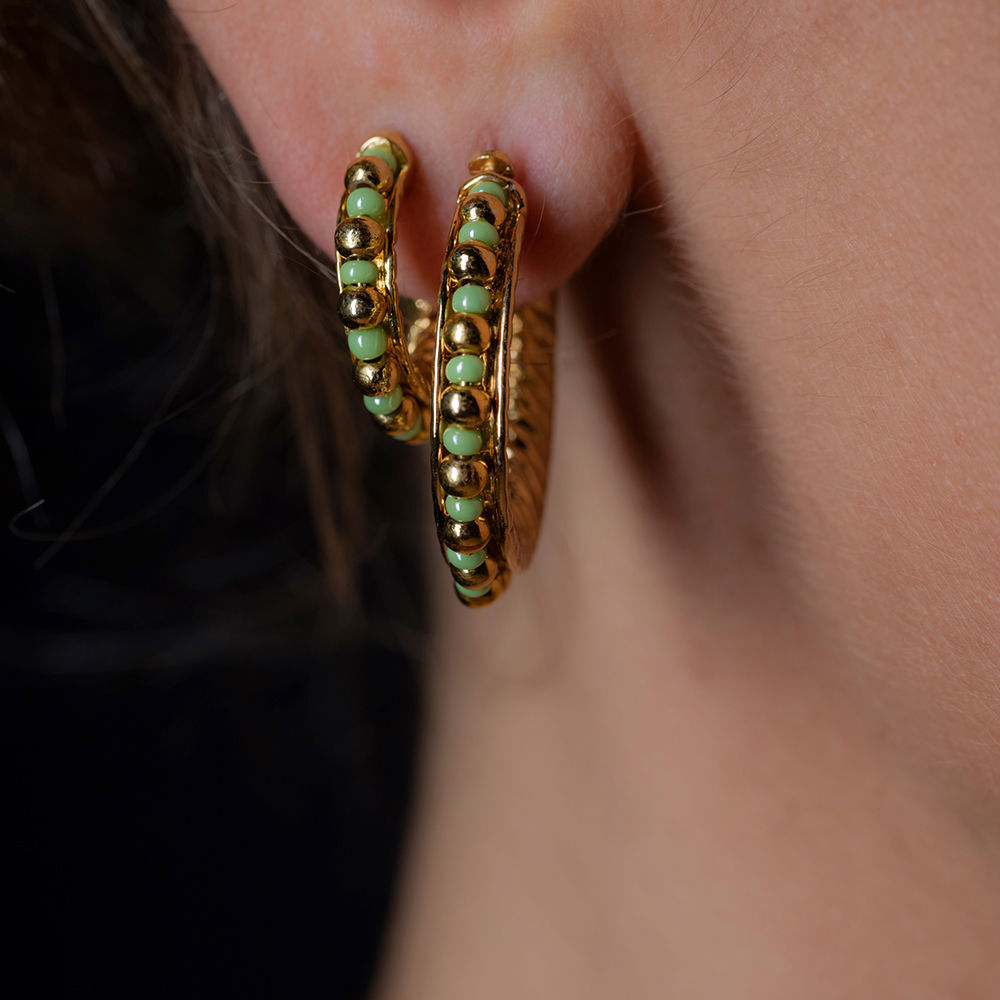 Shabama Etiopia Verde 2CM pendientes #oro brillo