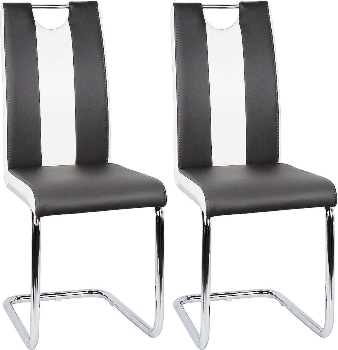 Jently Set van 2 Eetkamerstoelen - Modern en Gestoffeerd - Zwart