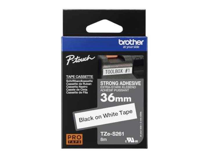 Brother TZe-S261 Ruban original Laminé adhésif puissant 36 mm Noir sur fond Blanc 8M