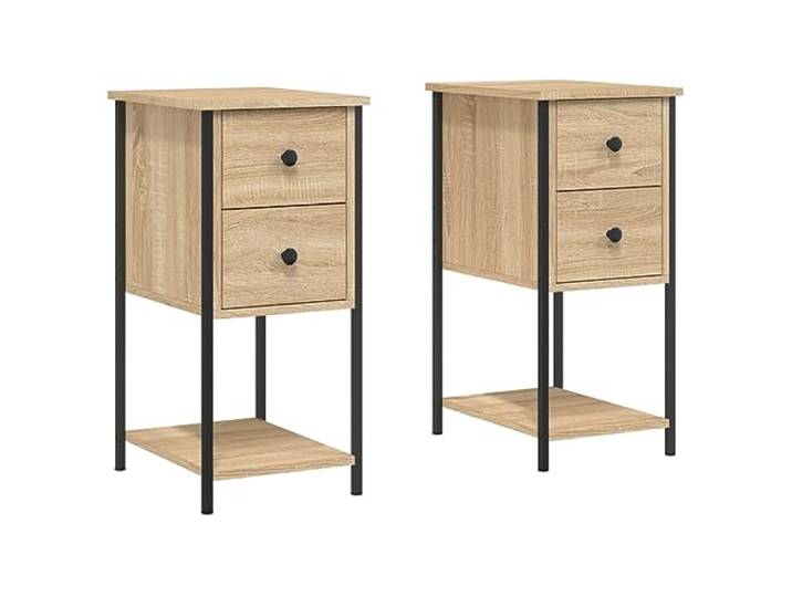 LMTYOENFG Nachttisch 2er Set Sonoma-Eiche 32x42x70 cm Beistelltisch Kompakte Ablage für Schlafzimmer und Wohnbereich mit justierbaren Füßen für stabilen Stand auch auf unebenem Boden.