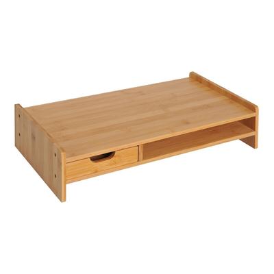 STILVORA Monitorständer aus Bambus Natur 49x26x12 cm mit Schublade und Ablagefach, stabiler Schreibtisch Organizer für mehr Ordnung