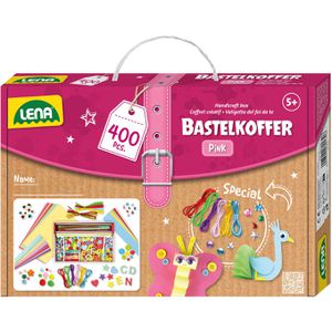Lena Bastelset 42714 Bastelkoffer, pink, 400 Teile, im Koffer, ab 5 Jahre