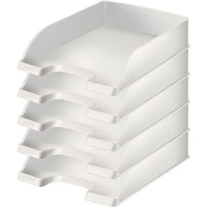 Leitz Briefablage 5254-00-04, Style, A4, arktik weiß, stapelbar, Kunststoff, 5 Stück