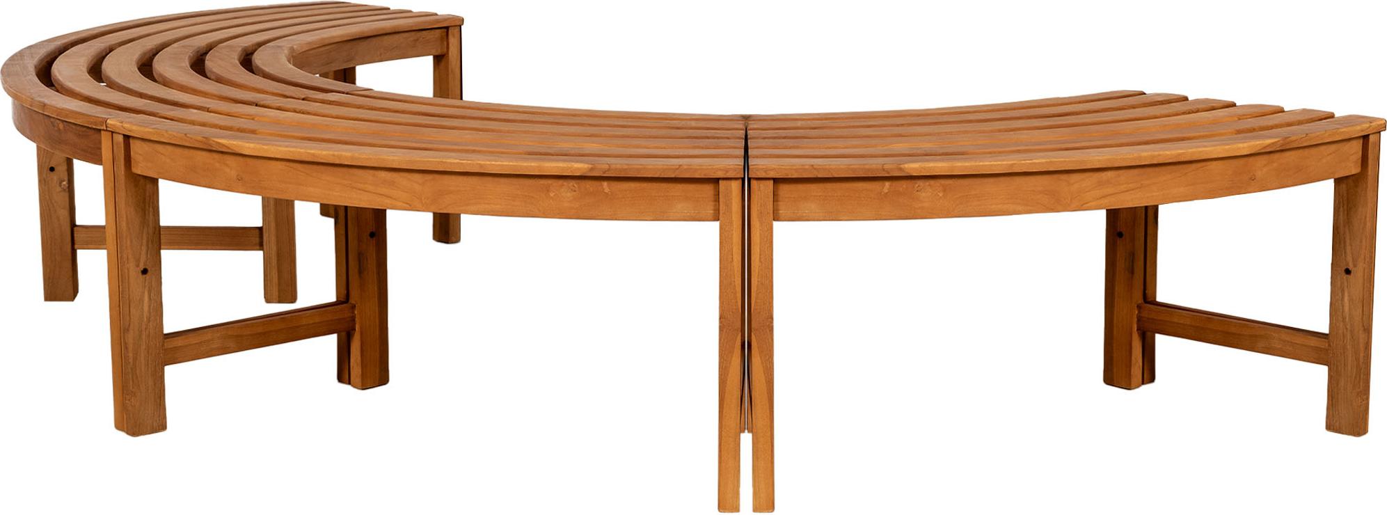 Baumbank Male halbrund ohne Rückenlehne 250 cm, Farbe:teak
