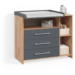 WICKELKOMMODE Torino Anthrazit/Sonoma mit Schubladen
