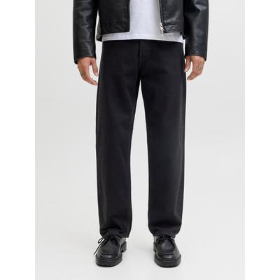 Relax-fit-Jeans JACK & JONES "JJIEDDIE mit hoher Taille und lockerer Passform", Herren, Gr. 28, Länge 32, schwarz (schwarz denim), Denim/Jeans, Obermaterial: 100% Baumwolle, leichte Abriebeffekte, relaxed fit lang, Jeans, Baumwolle, relaxed fit