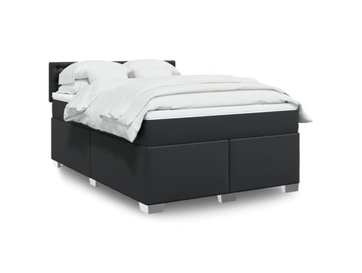 vidaXL Boxspringbett mit Matratze Schwarz 160x200 cm Kunstleder