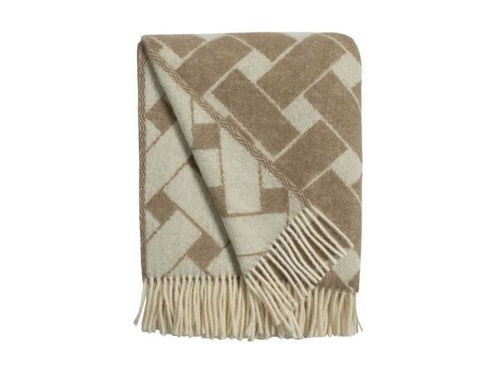 Almedahls Plaid en tricot 130x170 cm Brun-blanc cassé