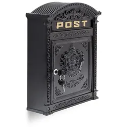 Relaxdays Briefkasten Antik Gold,Schwarz