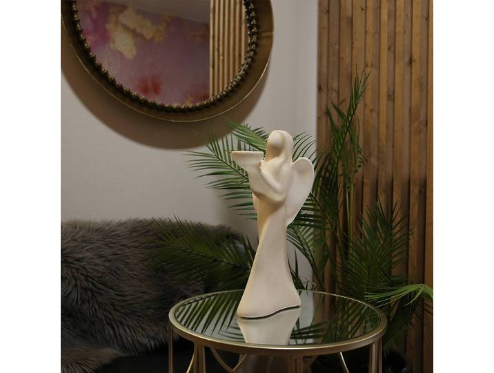 Figurine ange Gabi avec porte-bougie 16 x 37 x 19cm Beige