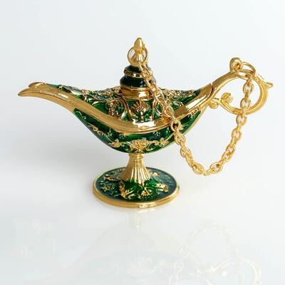 Inspire Daily Merch Vintage Aladdin Lamp Ornament Metal Craft Home Decoration gold Green