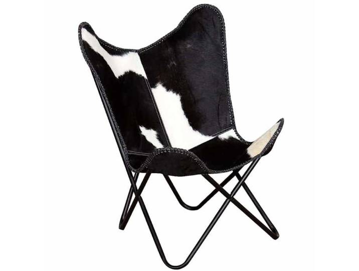 Noir CHAISE/FAUTEUIL - SARAZYJ - 74x66x90cm - Chaise papillon noir et Blanc - cuir de vache Hot66924157