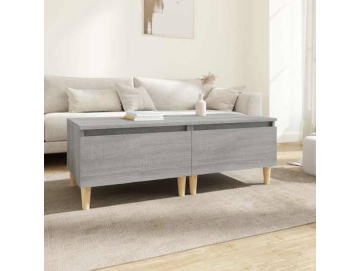 HEFZGDB Beistelltische 2 STK. Grau Sonoma 50x46x35 cm Holzwerkstoff mit Schublade und Holzbeinen für Wohnzimmer Stauraum
