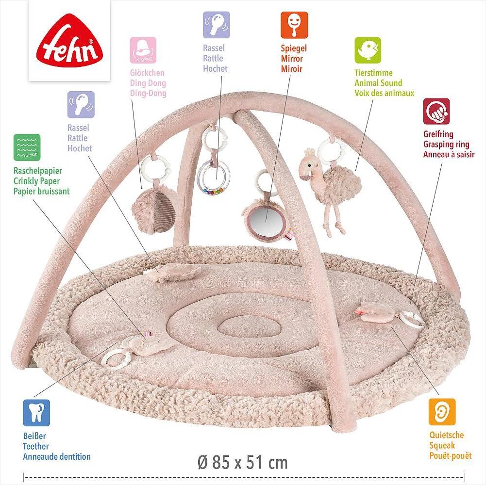 Spielbogen FEHN "Flamingo", Baby, rosa (rose), Plüsch, Polyester, Spielbögen Spielbogen rose Einheitsgröße