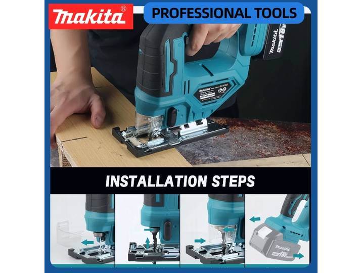 Scie sauteuse électrique sans fil Makita DJV182Z 18V à batterie lithium rechargeable, scie à courbes, scie multifonction pour le travail du bois