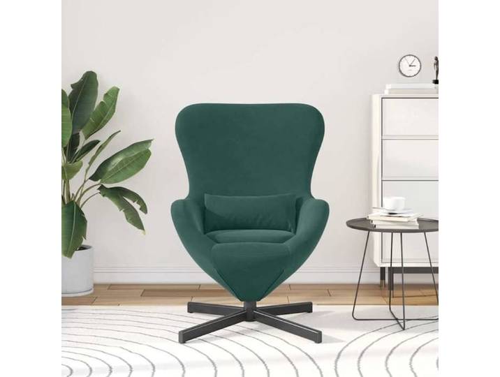 Vert Chaise confortable LEMON Fauteuil œuf Vert foncé 63 x 73 x 90 cm Velours Pour maison/bureau_19825