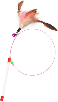 Inspire Picks Interactive Feather Cat Fishing Wand Toy With Flexible Steel Wire white