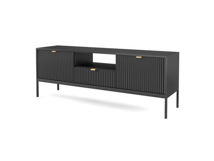 Feldmann-Wohnen Lowboard Nova Schwarz / Schwarz 154 / 39 / 56cm, Rechteckig, 154x56x39 cm, Wohnzimmer, TV Möbel, Lowboards, Lowboards stehend