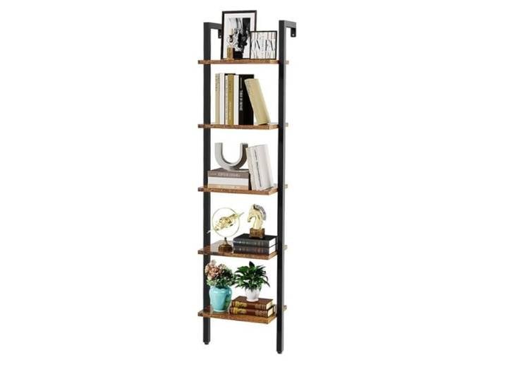 Étagère Échelle Bibliothèque 5 Niveaux Meuble de Rangement Livres Décorations Étagère Murale 40 x 30 x 178CM Marron Rustique