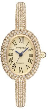 Uplifted Goods Elegant Roman Numeral Oval Bracelet Watch gold