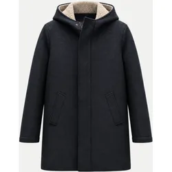 Parka aus gepresster Wolle und Boucle Schwarz 52