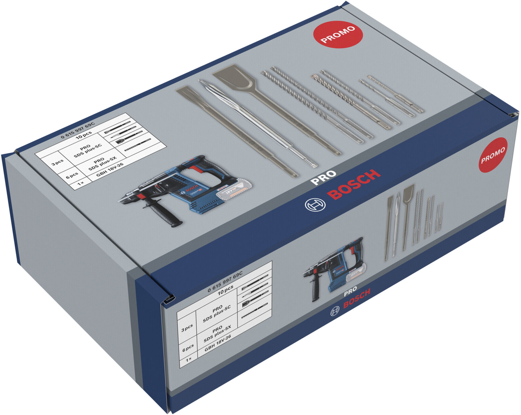 Bosch Hammerbohren Kit GBH 18V-26+PRO 9tlg (061599769C)