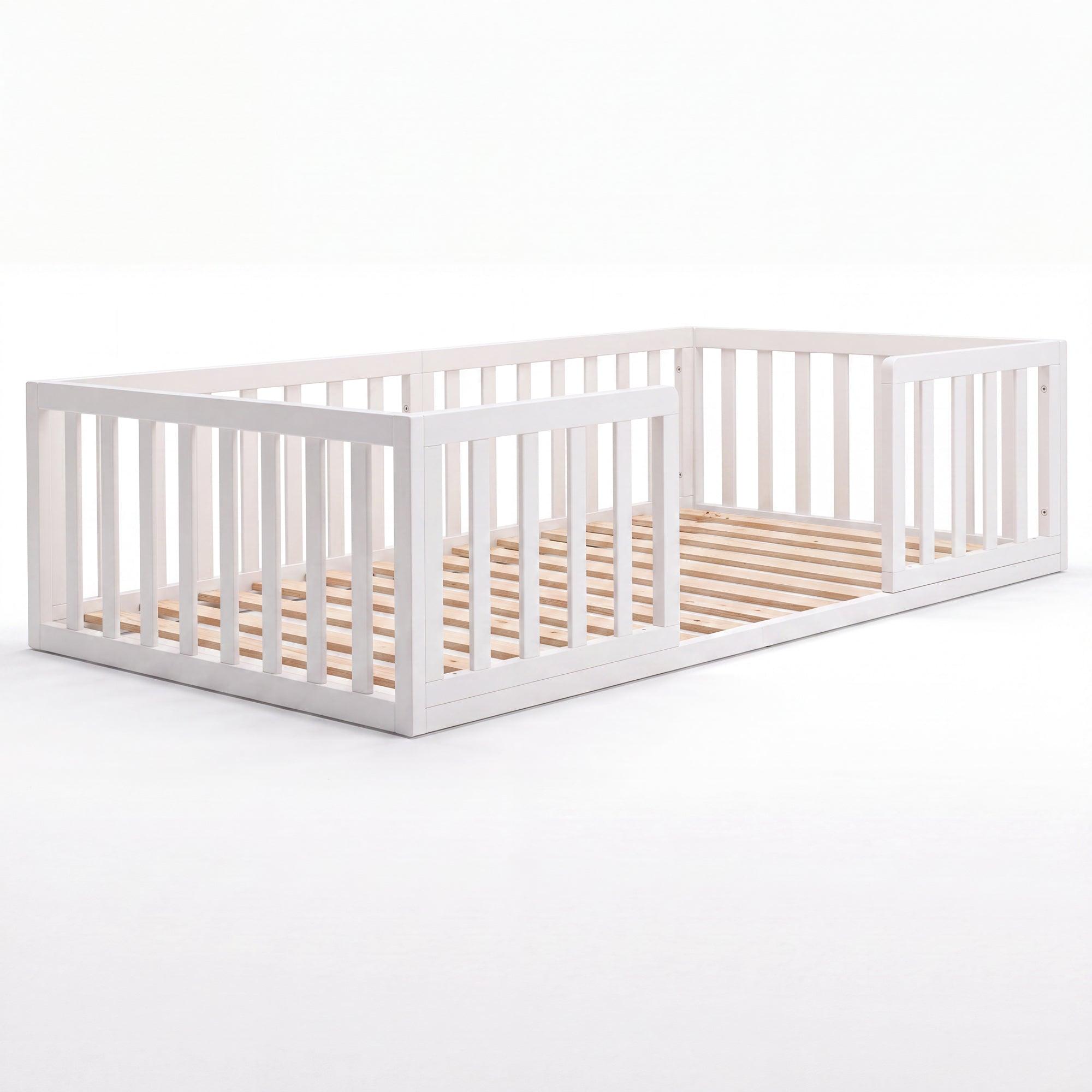 roba Bodenbett weiß aus Holz 140 x 200 cm - Montessori Kinderbett
