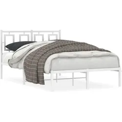 vidaXL, Bett, Bettgestell Kopfteil Metallbett Bett Doppelbett Lattenrost Weiss 120x190cm (120 x 190 cm)