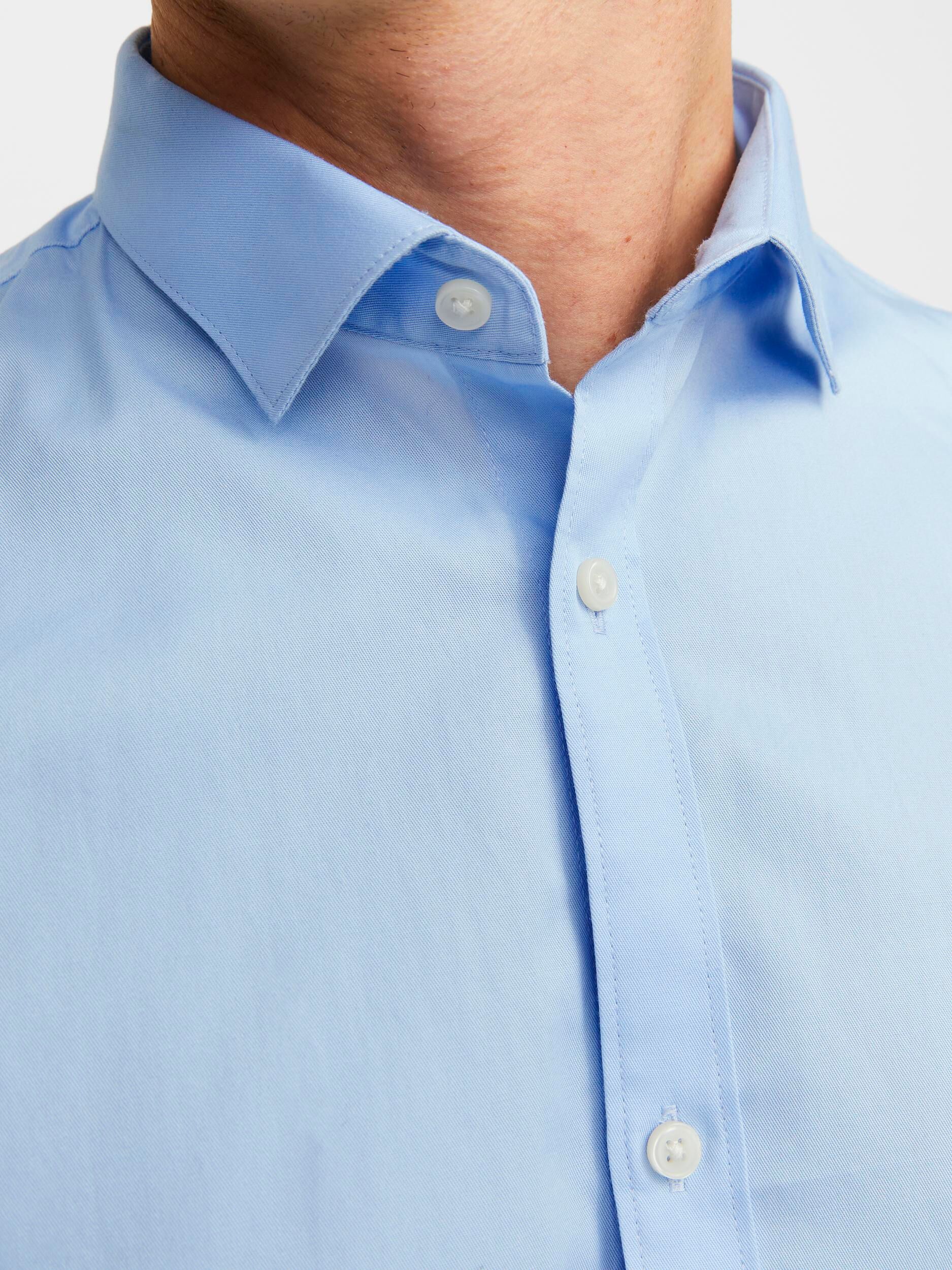 Langarmhemd JACK & JONES "JPRBLACARDIFF SHIRT L/S NOOS", Herren, Gr. L, N-Gr, blau (windsurfer), Web, Obermaterial: 100% Baumwolle, unifarben, slim fit, 1-Knopf-Manschette, Hemden Langarmhemd windsurfer L, N-Gr