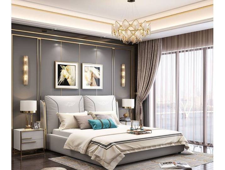 Xlmoebel Polsterbett Luxuriöses Bettset mit Nachttischen in elegantem Design (Bettset mit Nachttischen, 3tlg.Schlafzimmer Set (Bett+2xNachttisch), Hergestellt in Europa