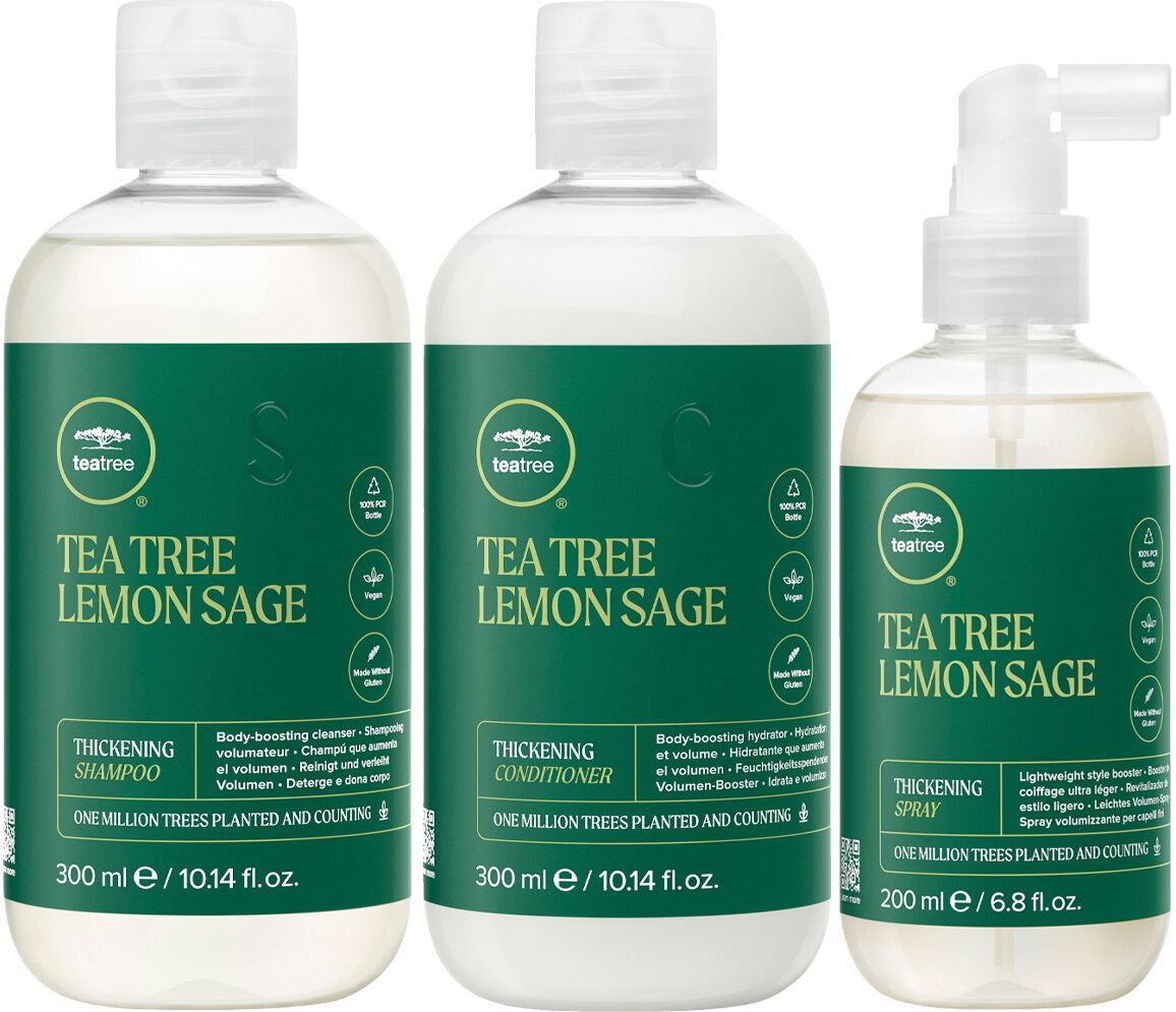 800ml Paul Mitchell Tea Tree Lemon Sage Thickening Set (Shampoo 300ml + Conditioner 300ml + Spray 200ml)