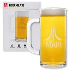 Gadget Master Atari Bierglas, Soda Lime Glas, geätztes Logo, Geschenkbox, 600 ml