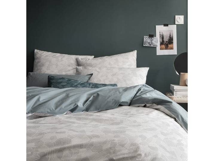 Parure de lit bicolore en coton gris 240x220