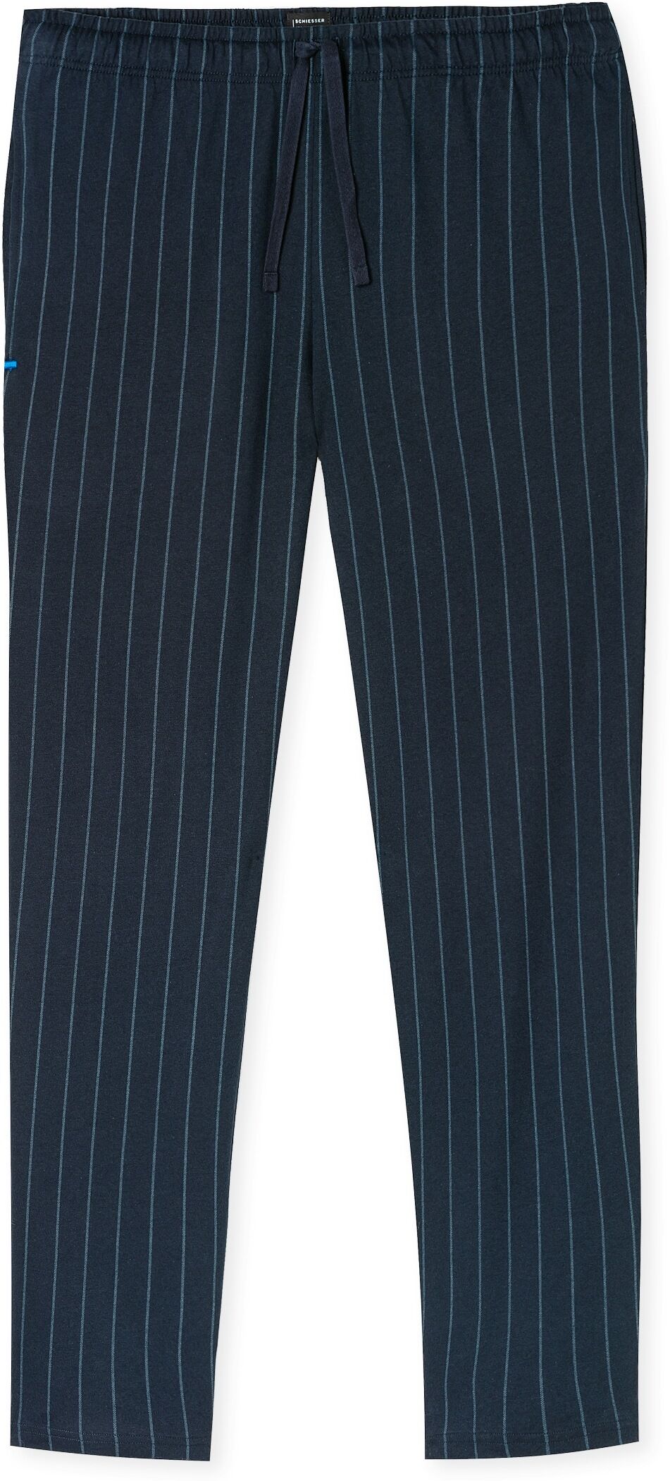 Pyjamahose SCHIESSER "Mix + Relax", Damen, Gr. 52, N-Gr, blau (804, blau), Single Jersey, Obermaterial: 100% Baumwolle, lang, Hosen Pyjamahose, gestreift, seitliche Taschen, Bindekordel 804, blau 52, N-Gr