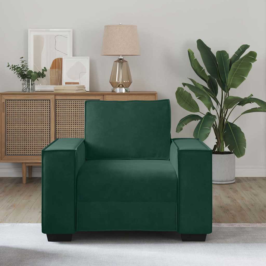 vidaXL Fauteuil canapé vert foncé 100x78x84 cm velours