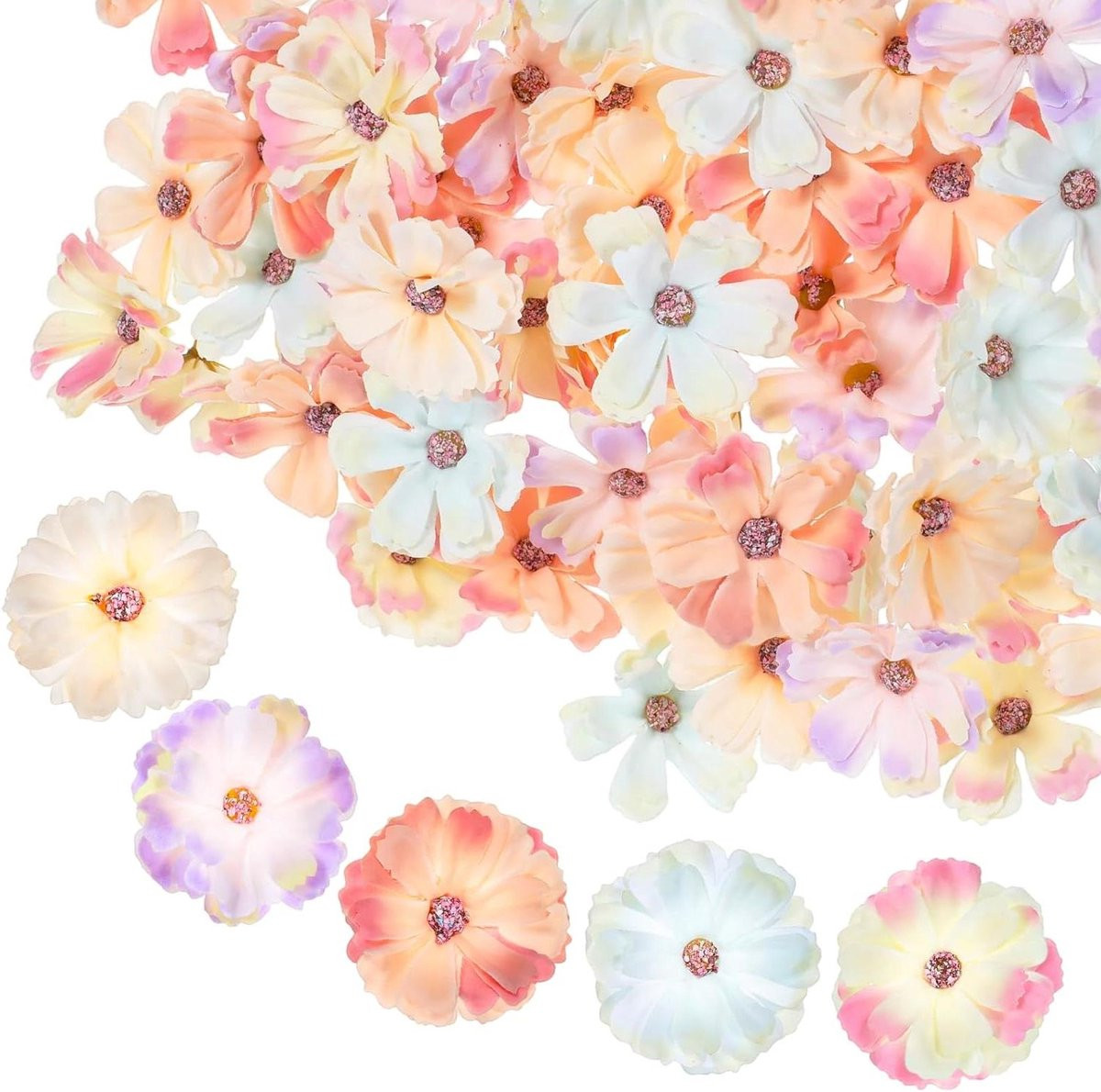 Nep Madeliefjes Bloemhoofden - 100 stuks - Wit - Kunstbloemen Mini voor Handwerk Decoratie