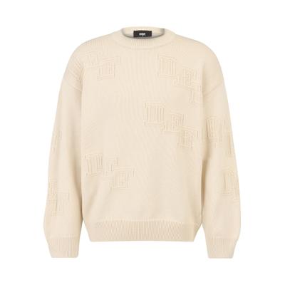 Sweater DEF "DEF Herren DEF Knit Crewneck", Herren, Gr. XXL, sand, 50% Polyacryl, 50% Baumwolle, bedruckt, Rundhals, Sweatshirts Sweater