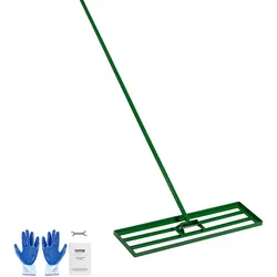 VEVOR Rasen Nivellierrechen 910x250 mm, Rasenrakel mit 198 cm Langem Stahlstiel, Rasenglätter Inkl. Gartenhandschuhe, Rasennivelliergerät, Geeignet für Garten, Golfrasen & Landwirtschaft