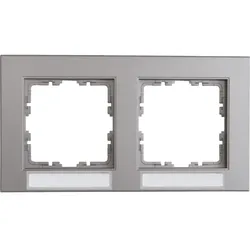 Kopp 402647203 HK07 - Abdeckrahmen 2-fach, waagrechte Installation, mit Schriftfeld, Farbe: stahl
