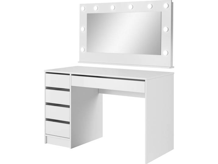 SCHMINKTISCH Claris Weiß Matt 120/55/75 mit LED Spiegel 120/67/11 cm