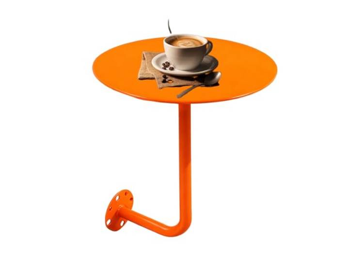 An der Wand montierter runder Bartisch, kleiner Cocktailtisch mit Eisensockel for Cafés, Bars und an der Wand befestigte Räume, moderner schwebender Getränketisch, Beistelltisch aus Metall(Orange,35cm)