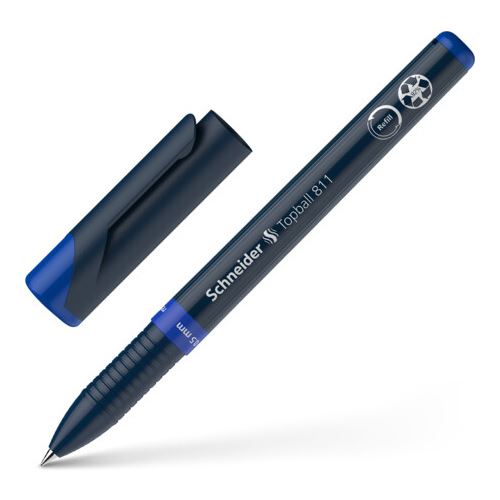 Schneider Topball 811 Tintenroller blau/silber 0,5 mm, Schreibfarbe: blau, 1 St.