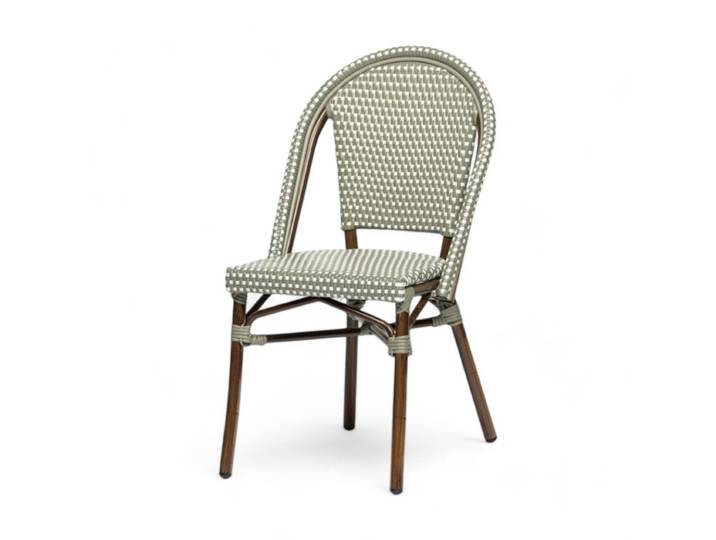 Chaise de terrasse PARIS - Tressage Gris et Blanc