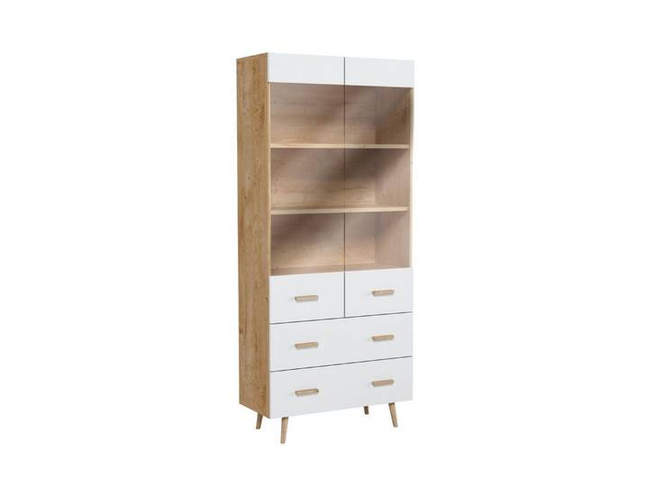 JVmoebel Vitrine Weißer Schrank Modell Brillo aus Holz und Glas mit Regal (1-St) Made in Europa