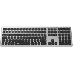 KeySonic Full-Size Aluminium Tastatur, Bluetooth & RF, für Win & macOS (DE, Kabellos), Tastatur, Grau