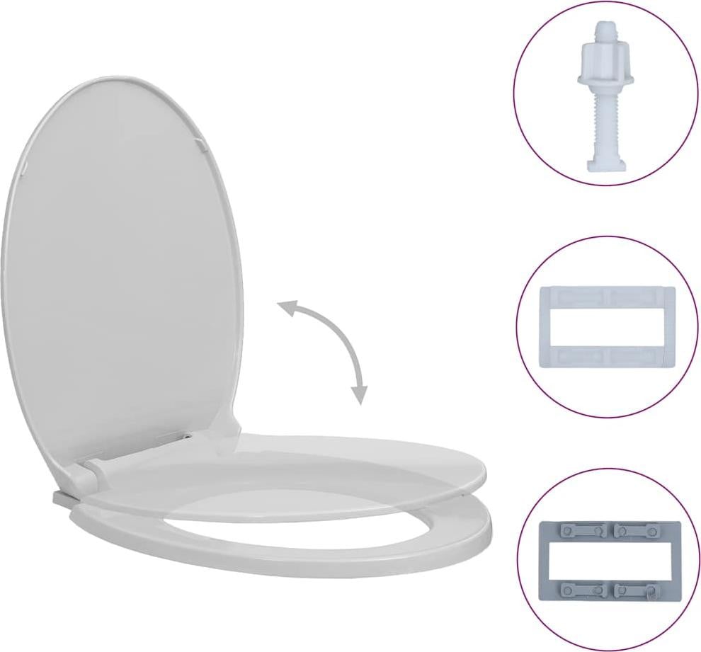 vidaXL Toiletzitting met zachte sluiting, lichtgrijs, ovaal