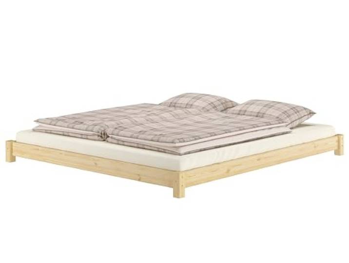 Erst-Holz®Flaches Ehebett Bodenbett Doppelbett 180 x 200 cm Kieferohne Zubehör