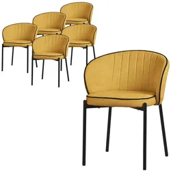 ML-Design Esszimmerstühle 6er Set Senf, Stoffbezug & Metallbeine